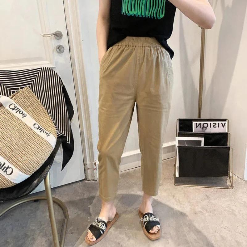 Spring Summer New Fashion High Waist Pockets Women's Clothing Casual All Match Solid Color Loose Female Clothes Solid Y2K Pants