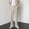 Men Casual Pants 2024 Summer New Fashion Korean Slim Suit Pants Personality Slit Wide Blazer Trousers Male Streetwear