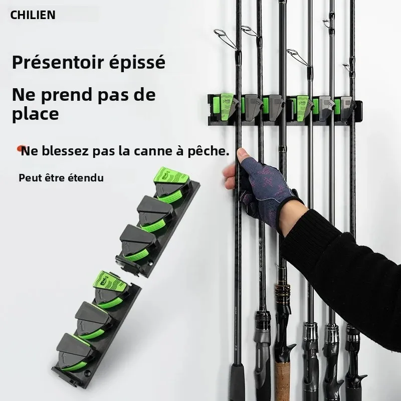Support de canne à pêche mural LINNHUE 3 trous avec adhésif 3M pour rangement vertical et affichage