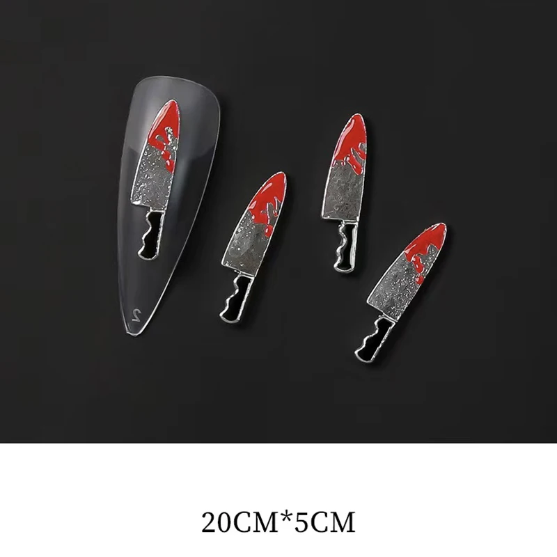 10pcs Halloween Nail Charms Horror Blood Knife Scissors Axe Halloween Charms  for Nails 3D Weapon Charms