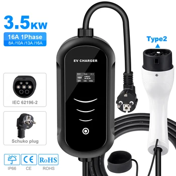 휴대용 충전기 타입 2 3.5KW EV 충전 케이블, 타입 1 GBT 전기차 충전기 스테이션, 월박스 EVSE, 모델 차량 용품