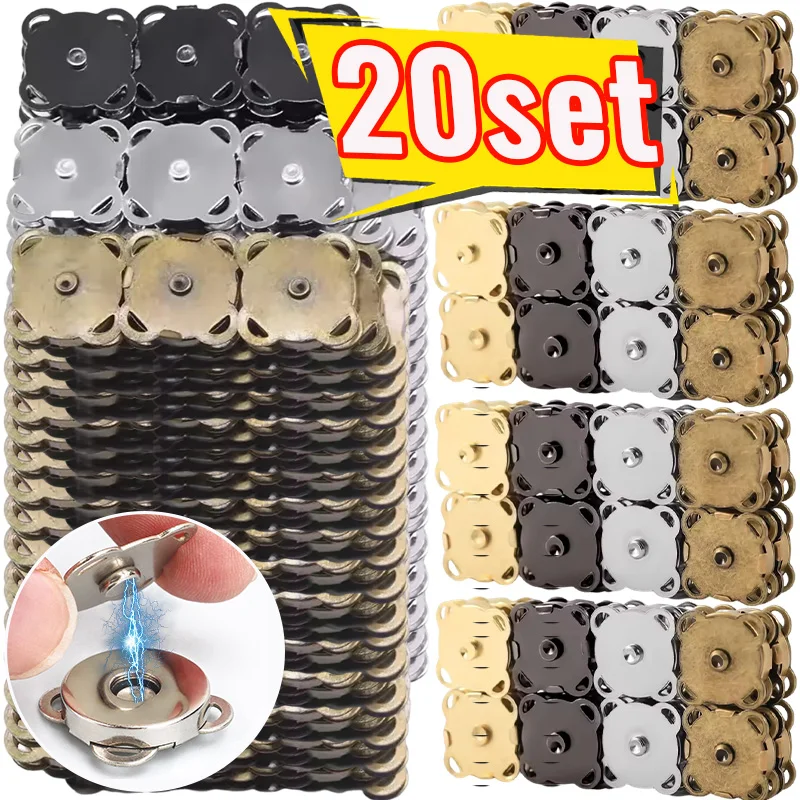 Bottoni Magnetici Per Borse E Abbigliamento - Set 20 Pezzi In Metallo 14mm E 18mm