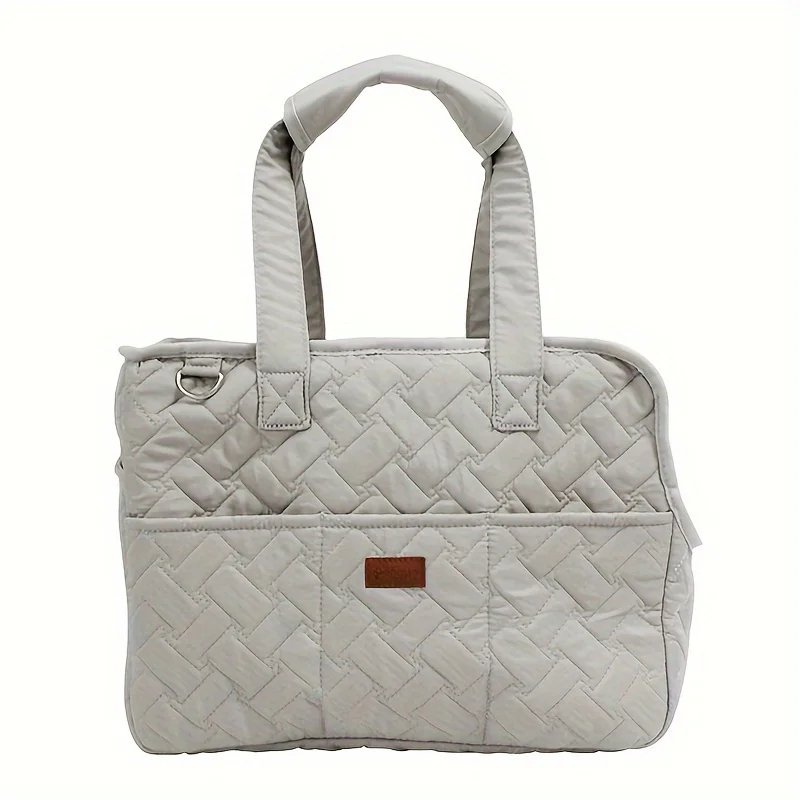 Portable Quilted Pet Handbag Suitable for Cats and Small Dogs Lightweight Canvas Shoulder Bag Breathable Mesh Bag