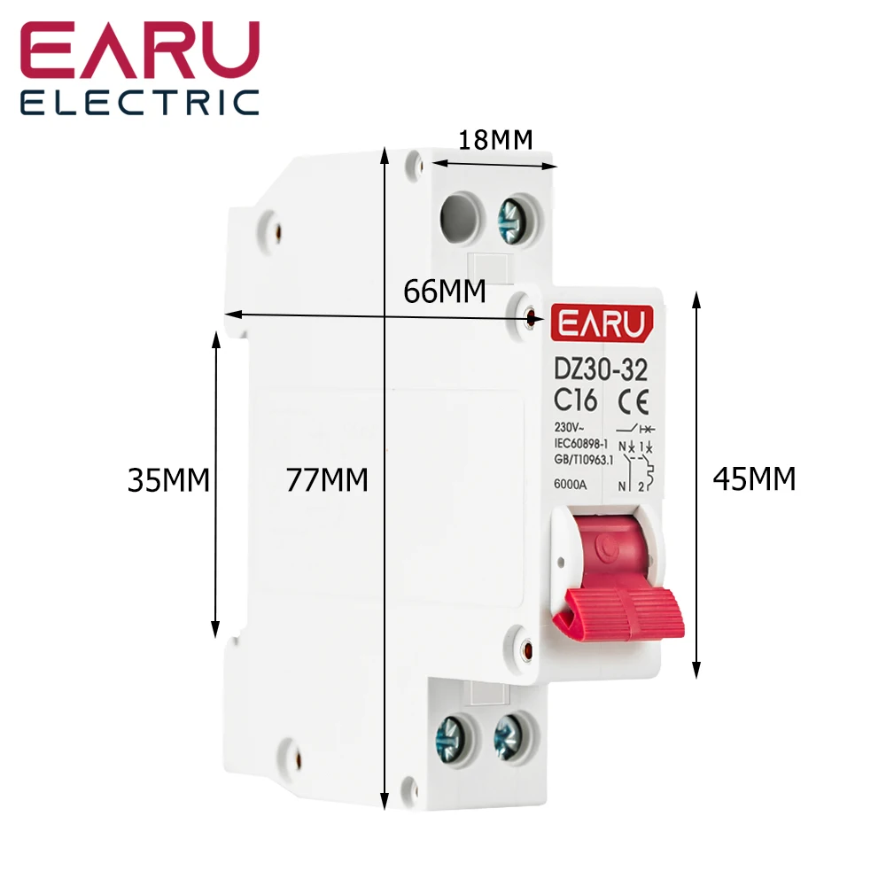 DZ30-32 DPN 1P+N Mini Circuit Breaker MCB 6A 10A 16A 20A 25A 32A Din Rail Mounti