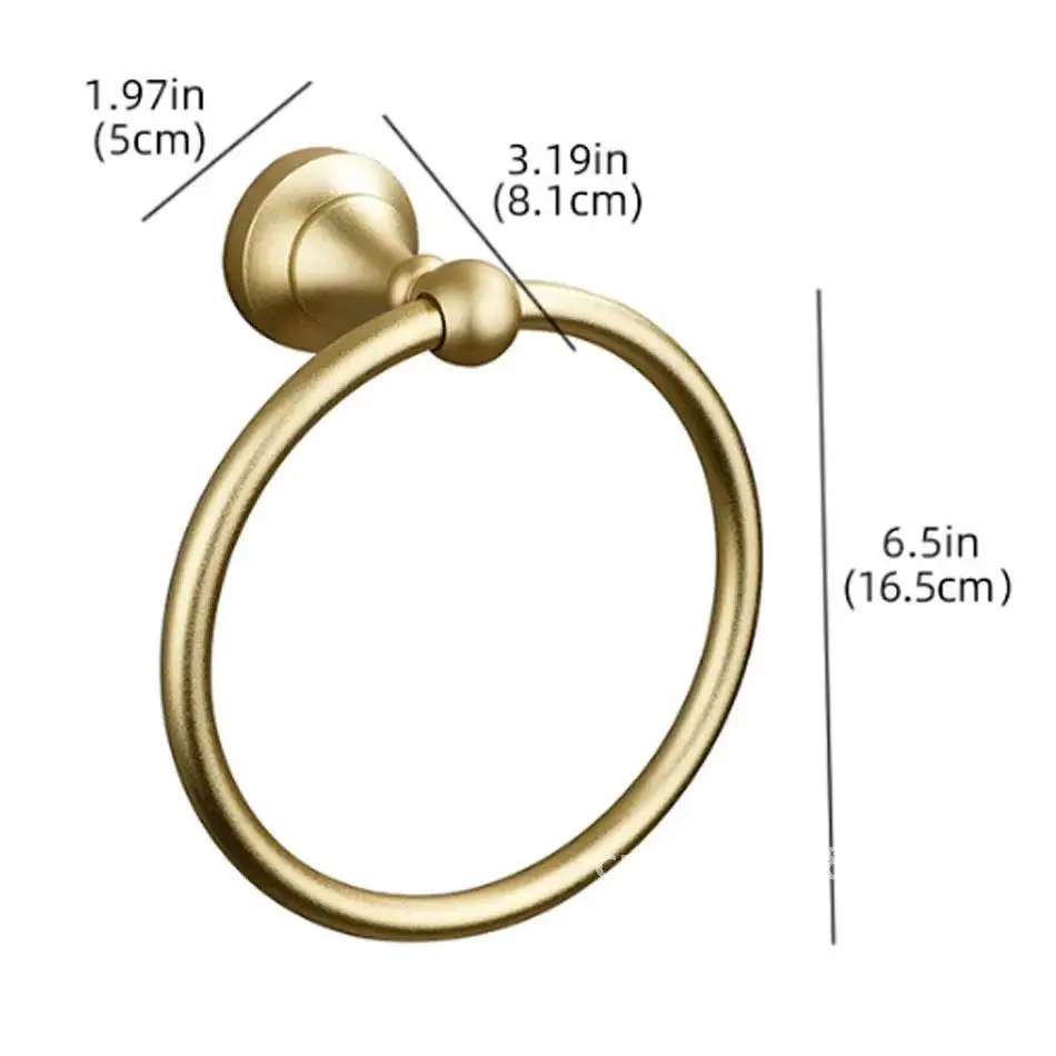 Towel Ring for Bathroom Kitchen Lavatory Wall Mounted Space Aluminum Shelf Sliver Holder Matte Black Bath Gold Round Towel Ring