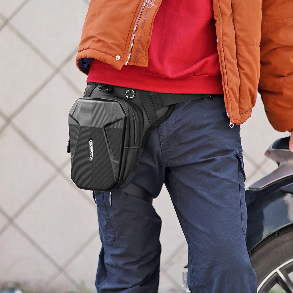 Motorcycle Drop Leg Side Bag Hard Shell Motorbike Hip Bum Pack Bags Waterproof Mobile Phone Purse for Outdoor Riding Cycling