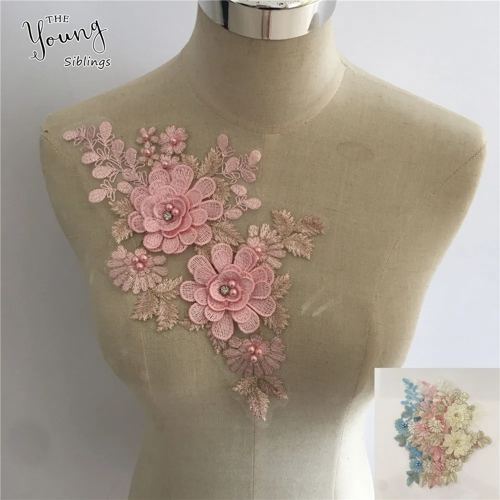 3D Flower Lace Collar Embroidery Applique Neckline DIY Sewing Decoration Craft Wedding dress Accessories Scrapbooking