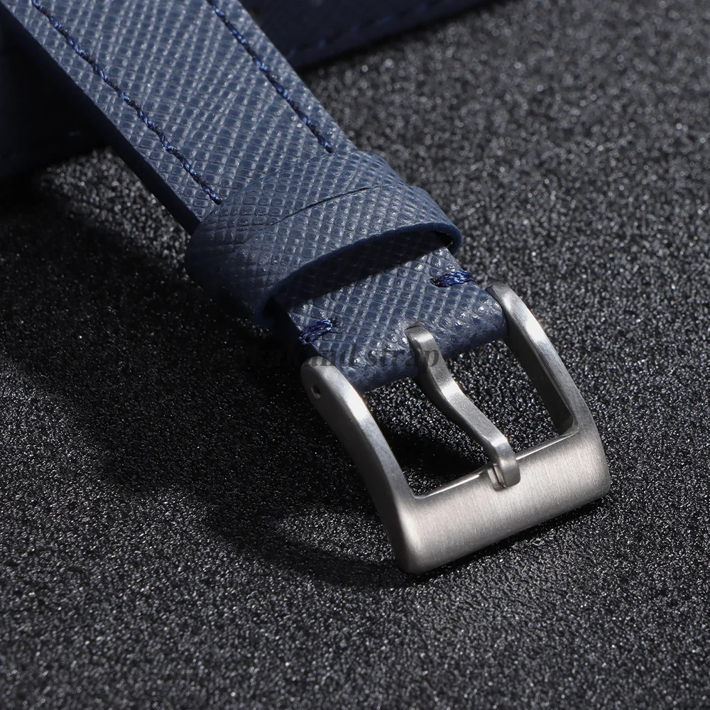 Vintage Stitched Saffiano Leather Watch Strap - Premium Grade Quick Release