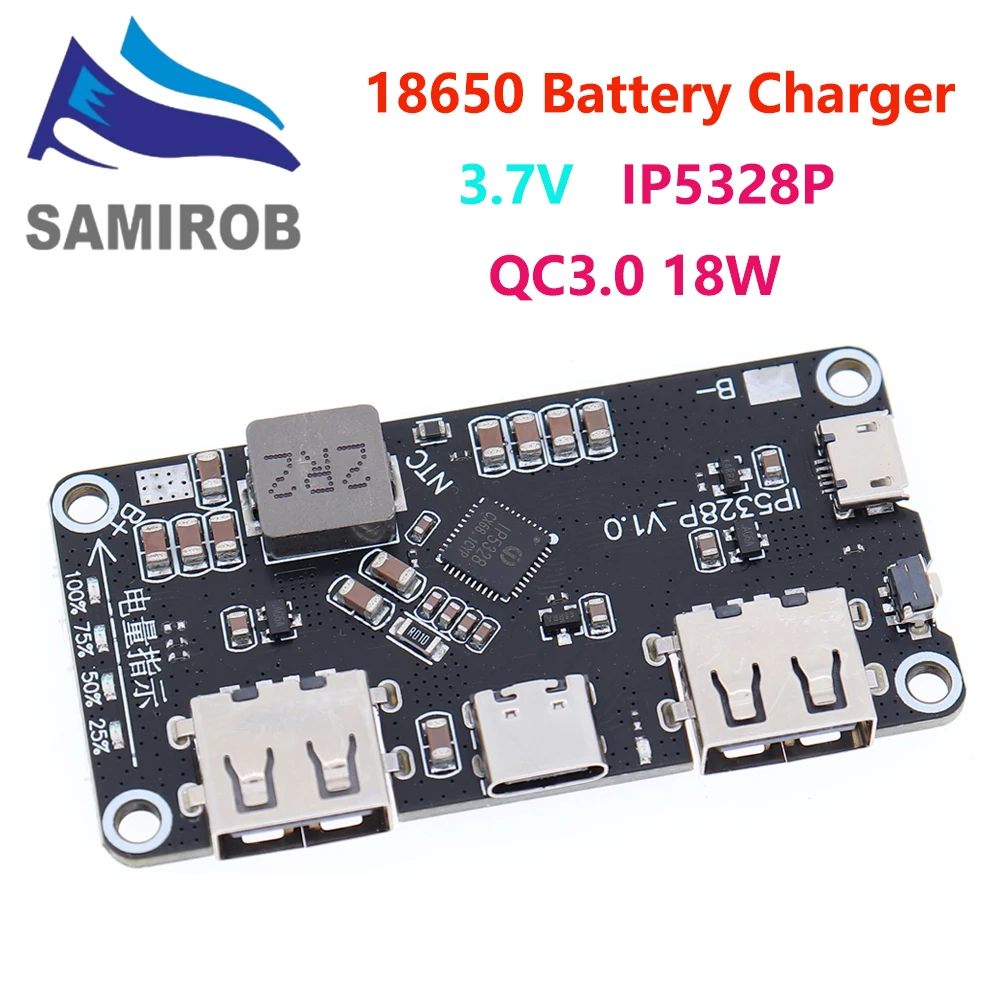 IP5328P Dual USB 18650 Batterieladegerät Schatz Typ-C 3,7 V bis 5 V 9 V 12 V Step-up Schnellladegerät Platine QC2.0 QC3.0