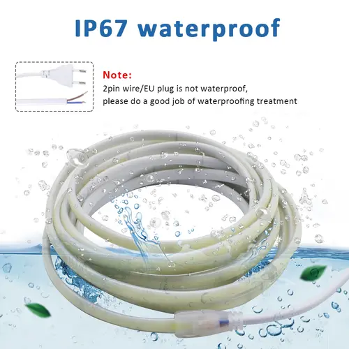 AC220V COB LED Strip Light IP67 Waterproof Flexible Ribbon 2Pin Wire/EU Plug Tape Lamp 3000K/4000K/6000K Outdoor Linear Lighting - Image 4