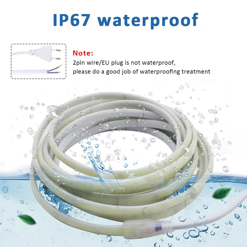 AC220V COB LED Strip Light IP67 Waterproof Flexible Ribbon 2Pin Wire/EU Plug Tape Lamp 3000K/4000K/6000K Outdoor Linear Lighting - Image 4