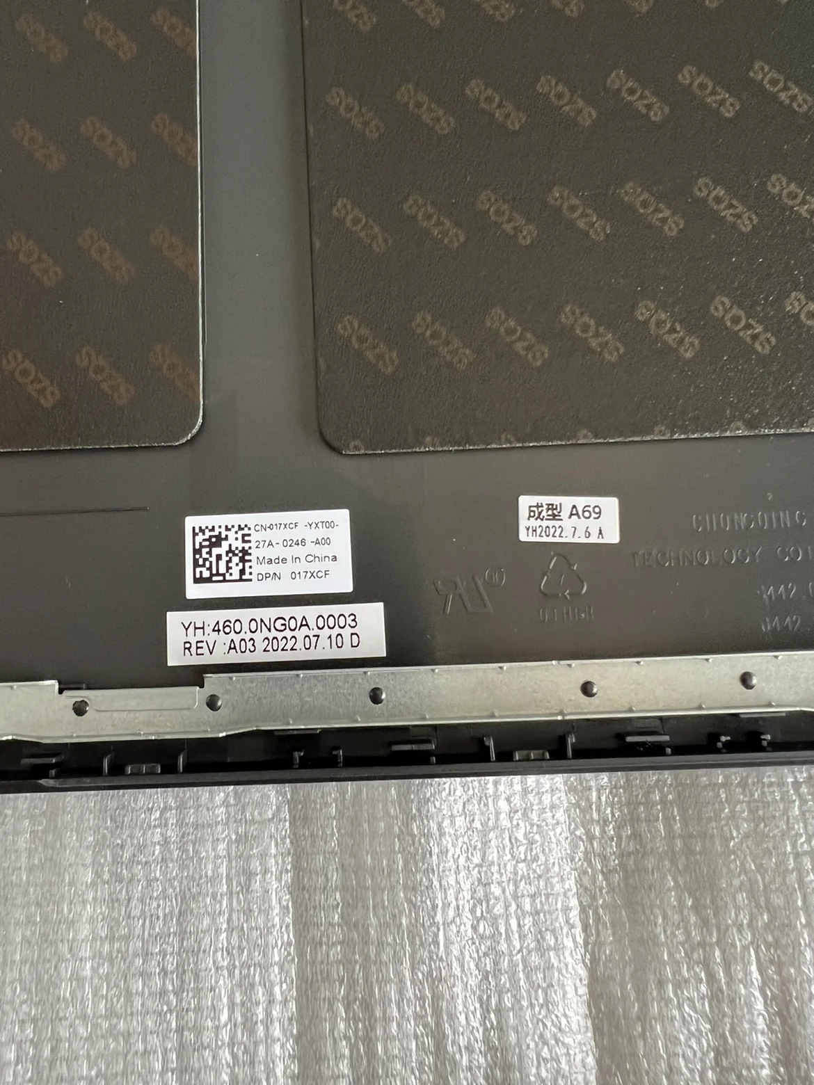 traseiro, tampa superior do LCD, Dell, 3520, E3520, 04Y37V, 017XCF