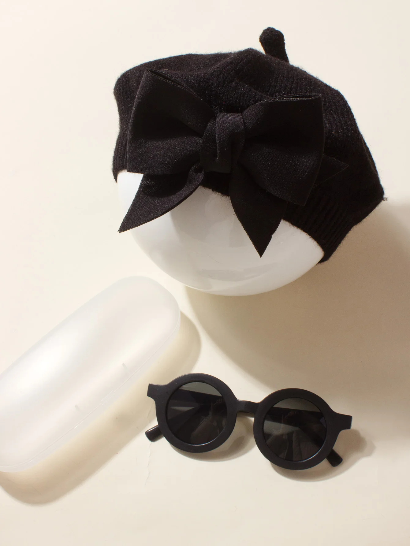 Baby Bow Hat + Heart Glasses set 1pc each Baby Beret Hat Painter's Hat Hair Accessories
