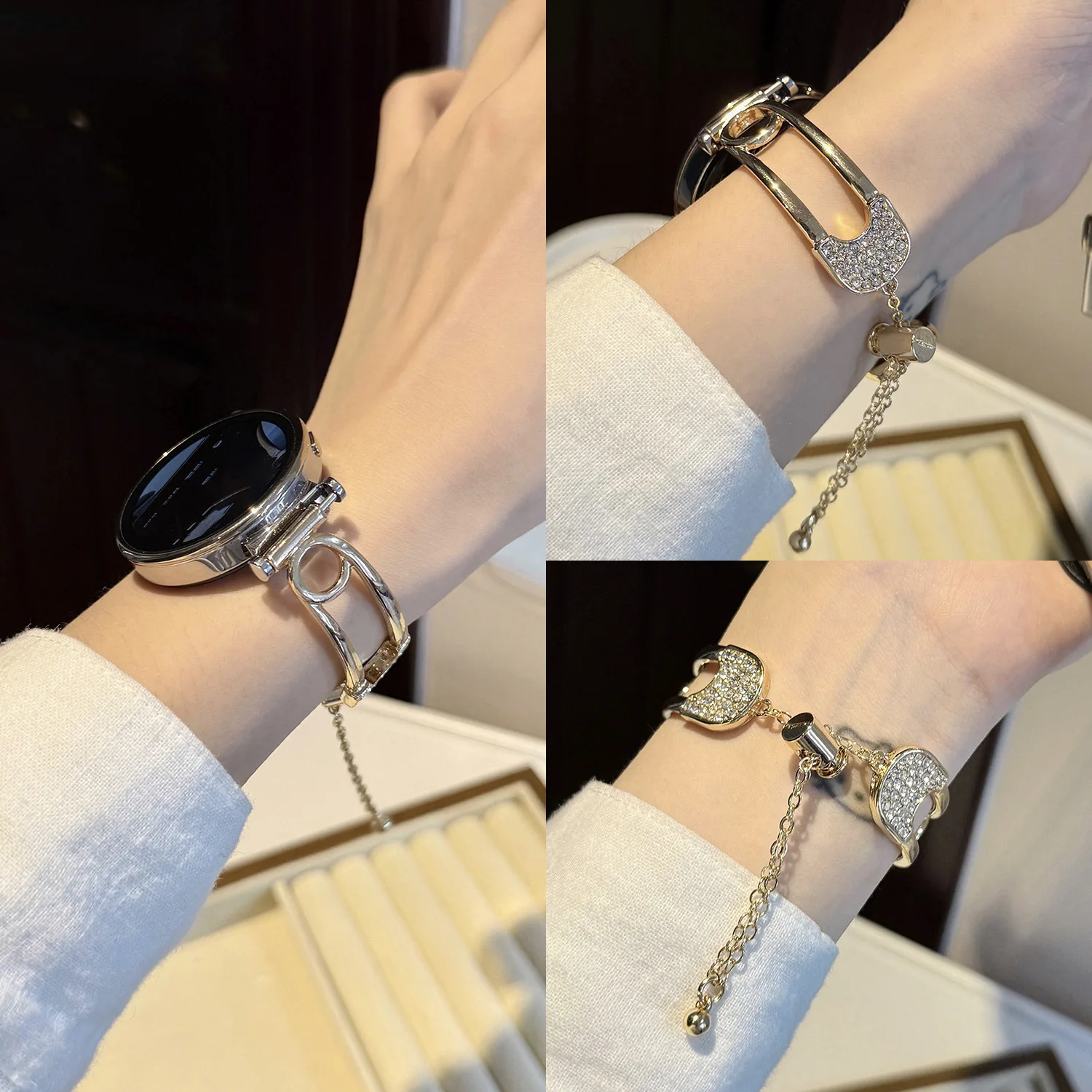 Elegant Universal Strap with Inlaid Diamonds - Fashion Design