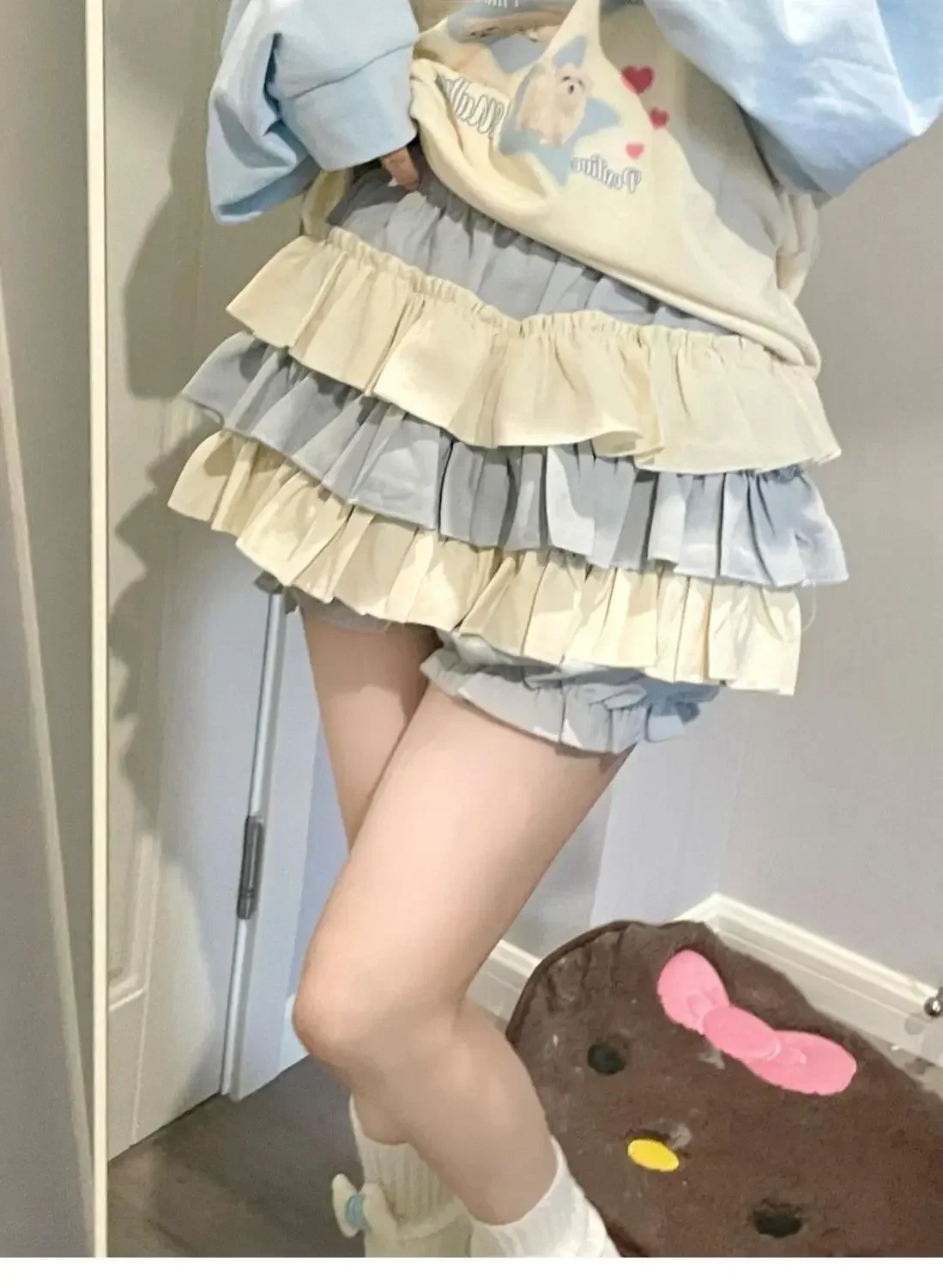 2025 Soft Girl Japanese Kawaii Lolita Skirt Patchwork Women