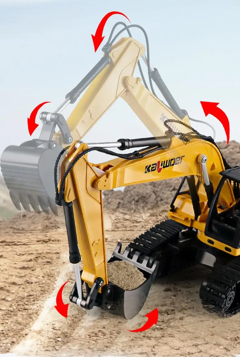 Huina 1/24 RC Truck 9CH Remote Control Digging Excavator Simulation Engineering Vehicle Sound Light Car Model Kid Christmas Gift 5