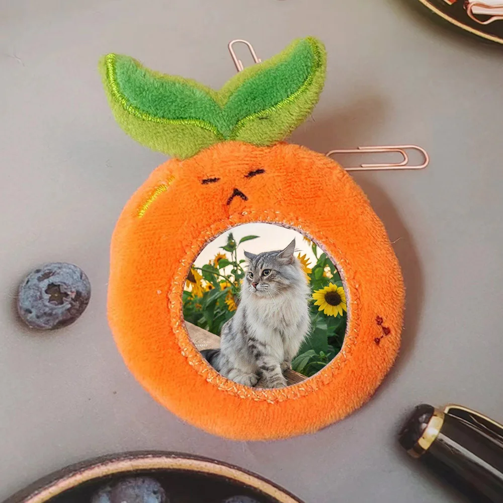 Photocard Holder 1/3 Inch Cartoon Orange Shape Plush Photo Bus Card Protective Cover