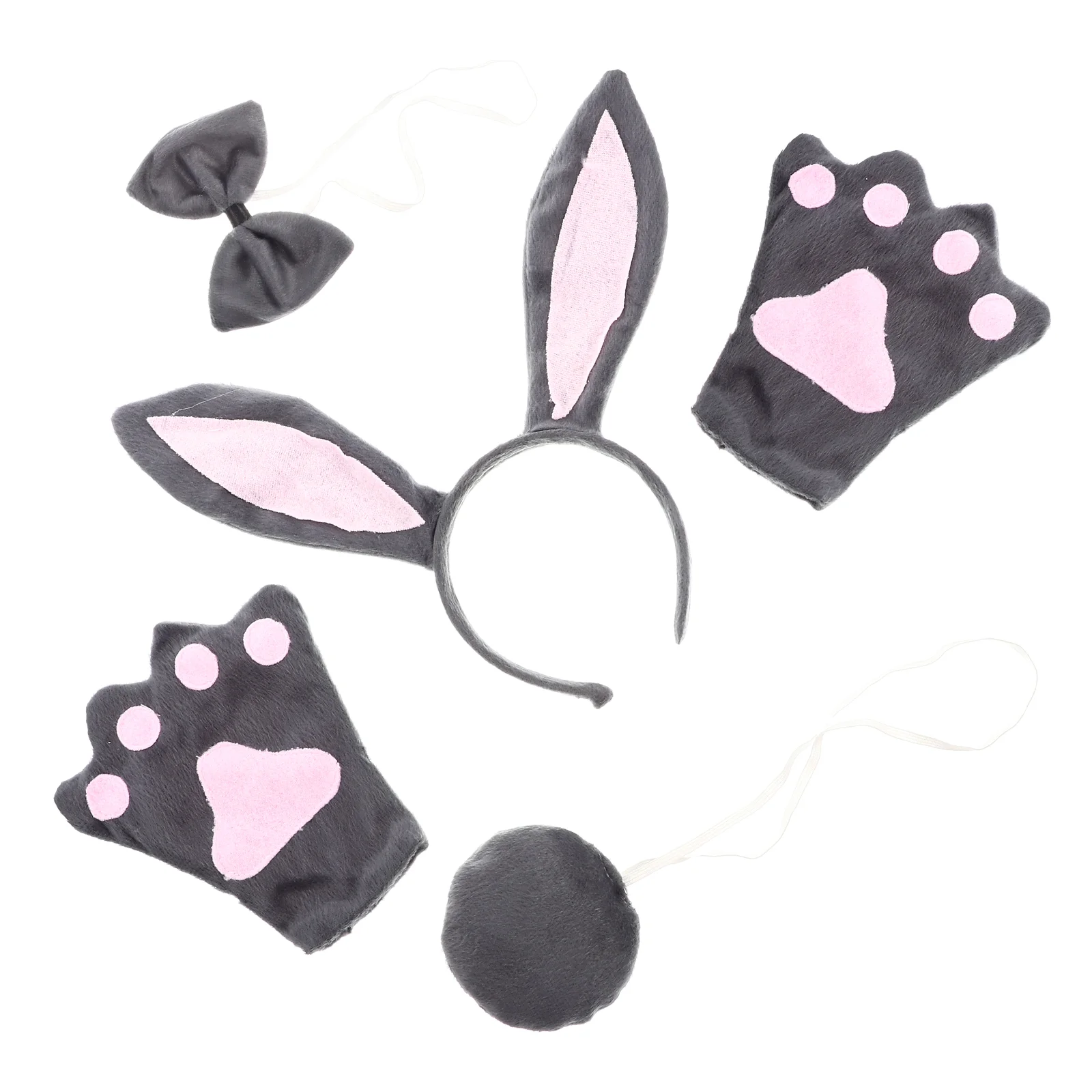 

Bunny Ear Headband Adult Halloween Costume Ears Headdress Animal Kit Cat Gloves Short Plush Tail Child Hairband