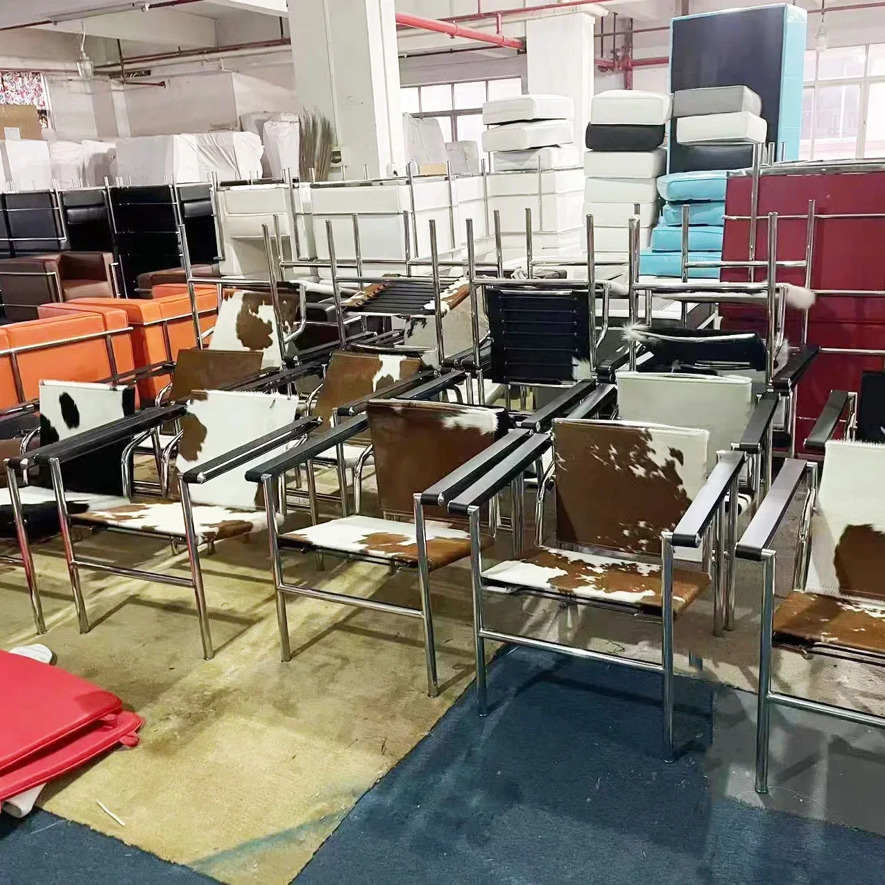 Poltrona Lounge in Pelle PU e Vera Pelle con Struttura in Acciaio Inossidabile per Soggiorno, Stile Bauhaus - immagine 4