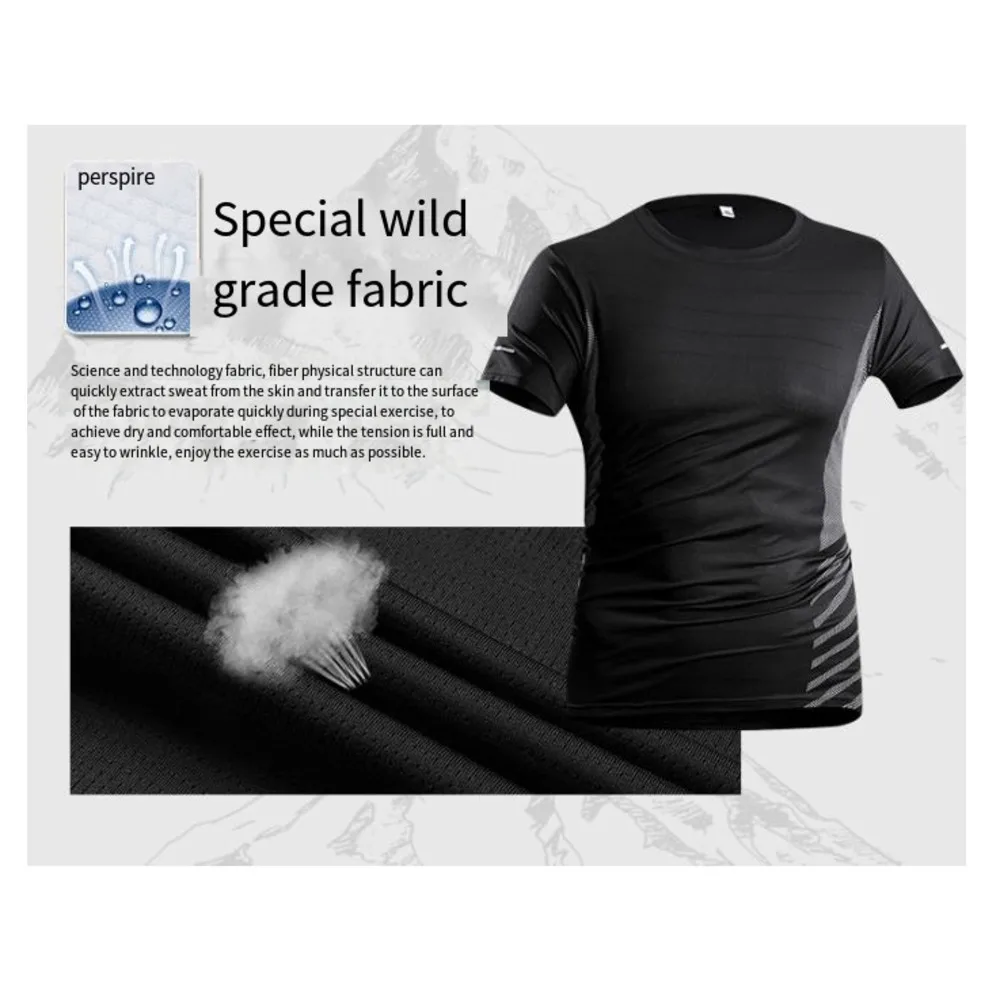 Ice sensitive elastic top 2024 summer new ice silk outdoor sports fitness short sleeved T-shirt_voghion.com