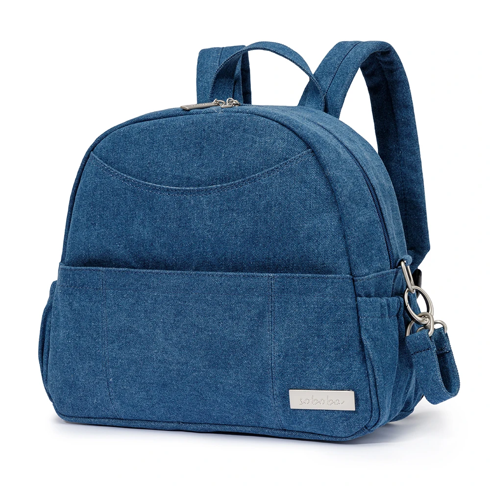 Soboba Fashion New Denim Diaper Backpack for Mommy Large Capacity Multi-functional Diaper Bag for Newborn Baby Stylish
