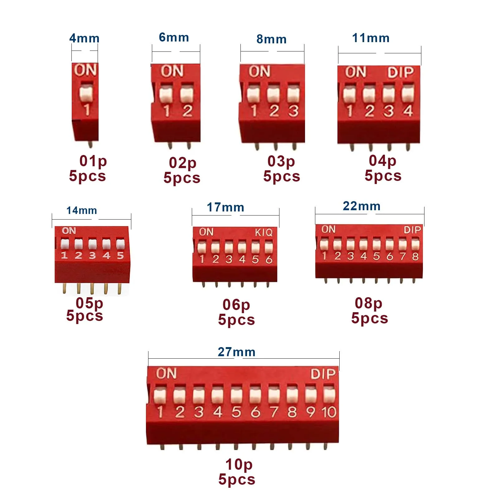 Slide Type Dip Switch Double Row Switches Module 2.54mm 1-12 Position For Circuit Breadboards 30/40pcs dip switch module