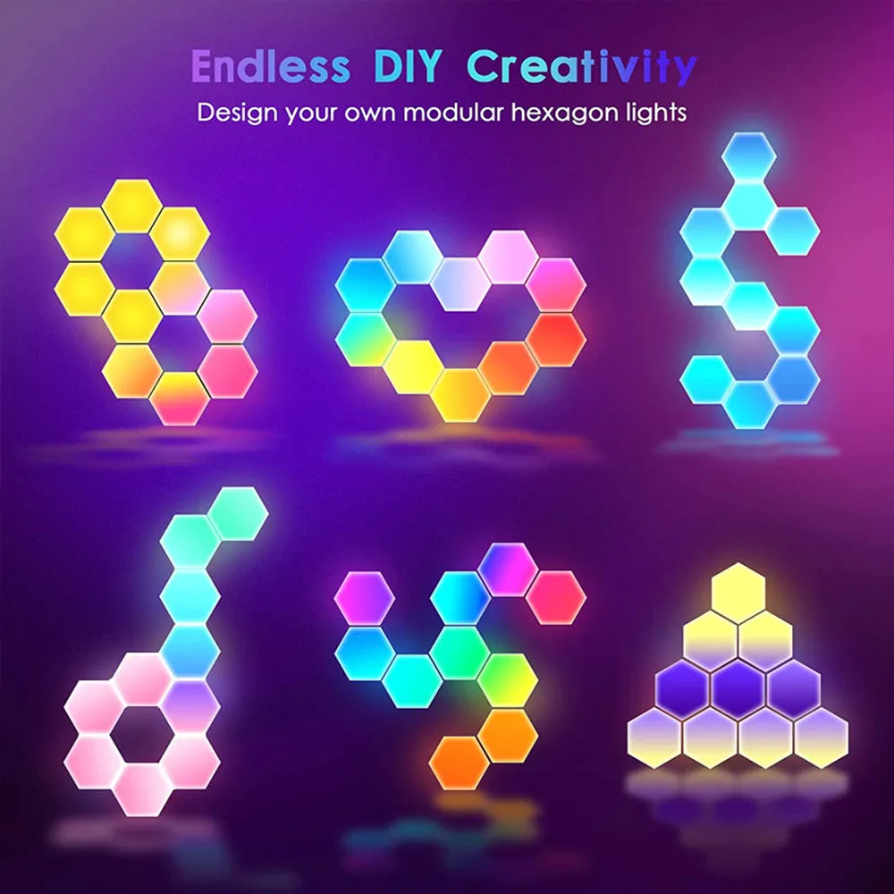 WIFI RGB LED Quantum Lamp Hexagon LED Night Light 5V USB DIY Game Wall Lamp For Home Decoration Atmosphere Lamps