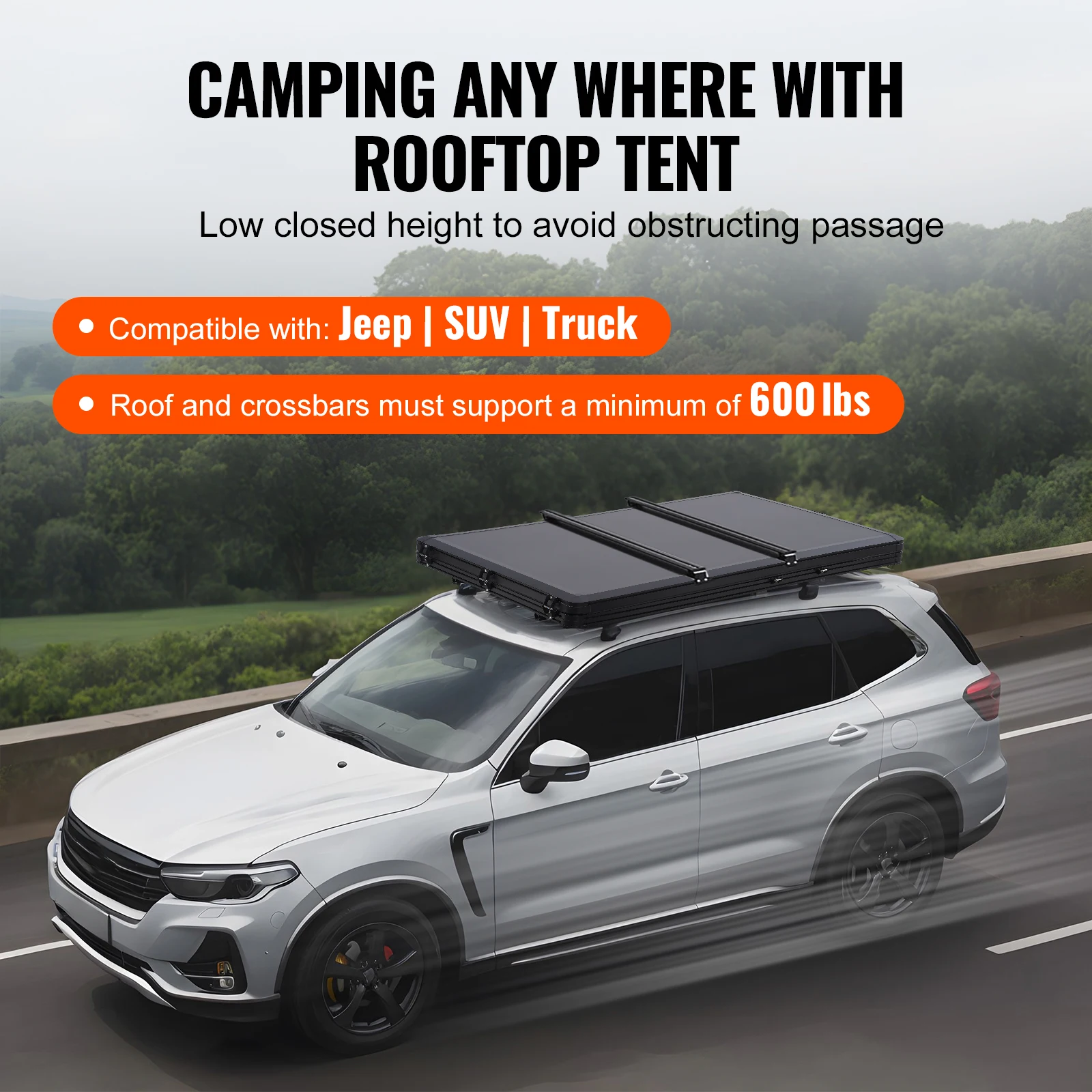 Waterproof Hard Shell Rooftop Tent for 2-3 Person Camping