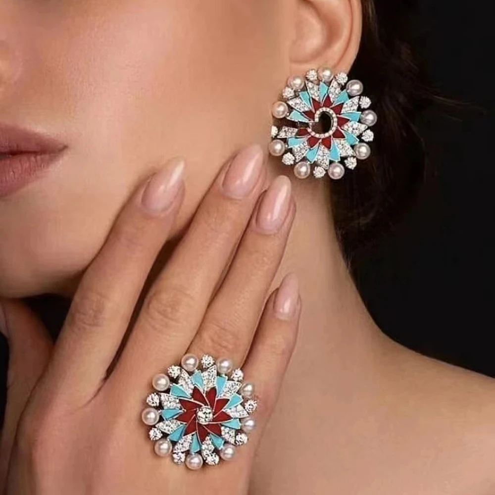 

Missvikki New Trendy Big Round Earrings Bohemia Luxury Bridal Wedding Full Charm Cubic Zirconia 2021 New Design Women Jewelry