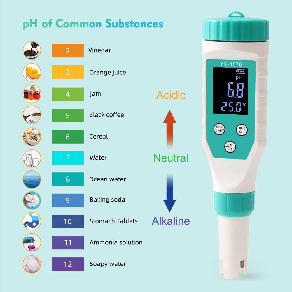 7 IN 1 Cl Temperature TDS ORP EC Salinity pH Meter Chlorine Testers for Pool Fil