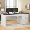 Office Desk with 3 Drawers, 55" Executive Computer Desk with Storage Drawers, Farmhouse Desk with Power Outlet for Home Office 1