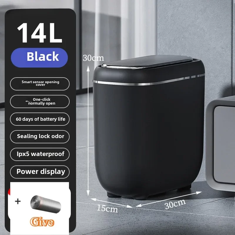 Automatic Smart Bathroom Trash Can with Lid 1