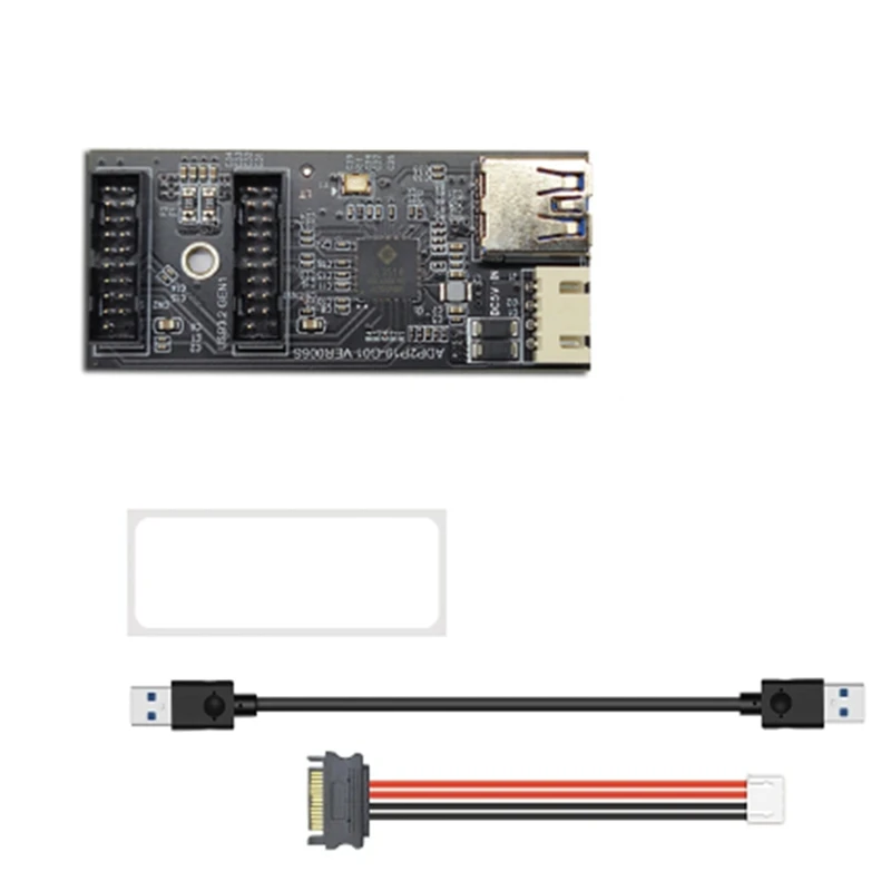 

Материнская плата 19Pin-Type E + 19Pin, разветвитель от 1 до 2 USB 3,2 GEN 1, адаптер концентратора A-KEY 19Pin до Dual 19P, Комплект деталей для удлинительной карты