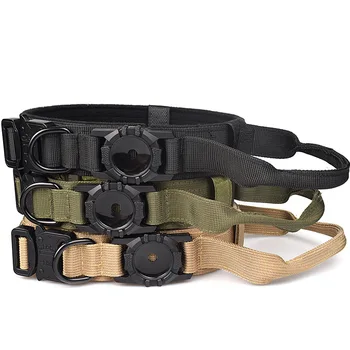 Adjustable Nylon AirTag Holder Dog Collar  Metal Buckle Pet Tactical Collar Dog Accessories Anti Last and Pet Dogs Tracing Safe 5