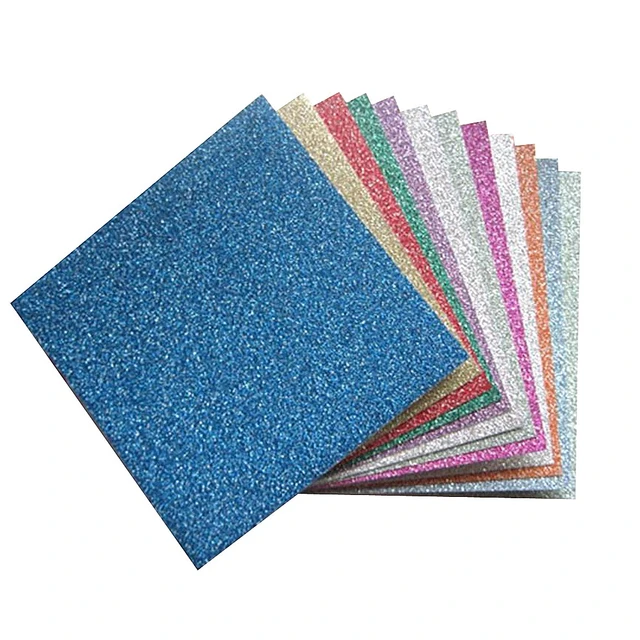 12 Sheets Kids Gift Set Square Sheets Glitter Foam Sheets Adhesive