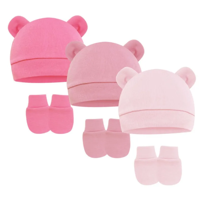 Baby Girl Hat Gloves Set Cotton Newborn Beanie for Girls Accessories Baby Cap Toddler Infant Bonnet Hats New Born Gift 1
