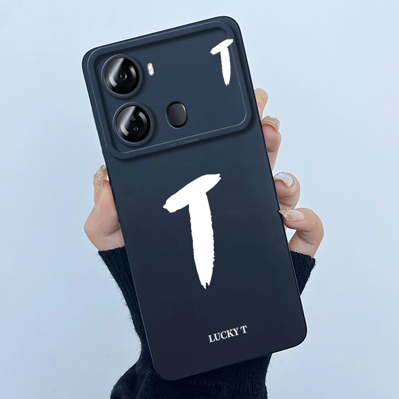 Lucky Initial Letter Soft Matte Silicone TPU Shockproof Phone Case