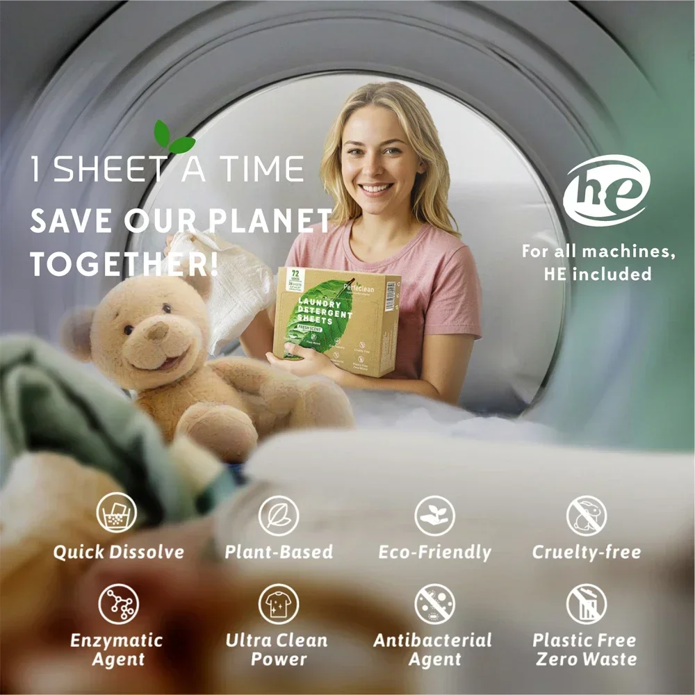 Perfeclean Wholesale price Laundry Detergent Eco Friendly Eco Friendly Laundry Detergent Strips Paper Laundry Liquid Detergent 6