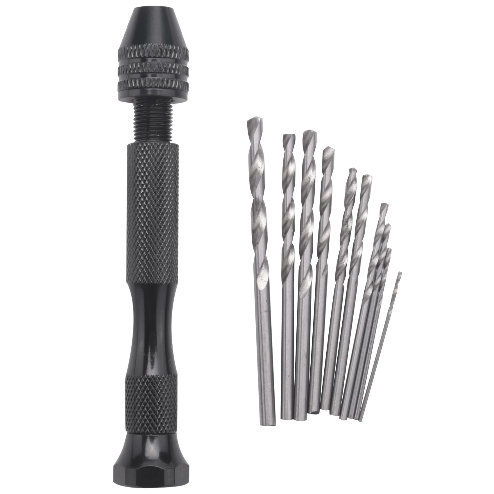 

Mini mini Aluminum Hand Drill With Keyless Chuck +10x Twist Drills Rotary Tools