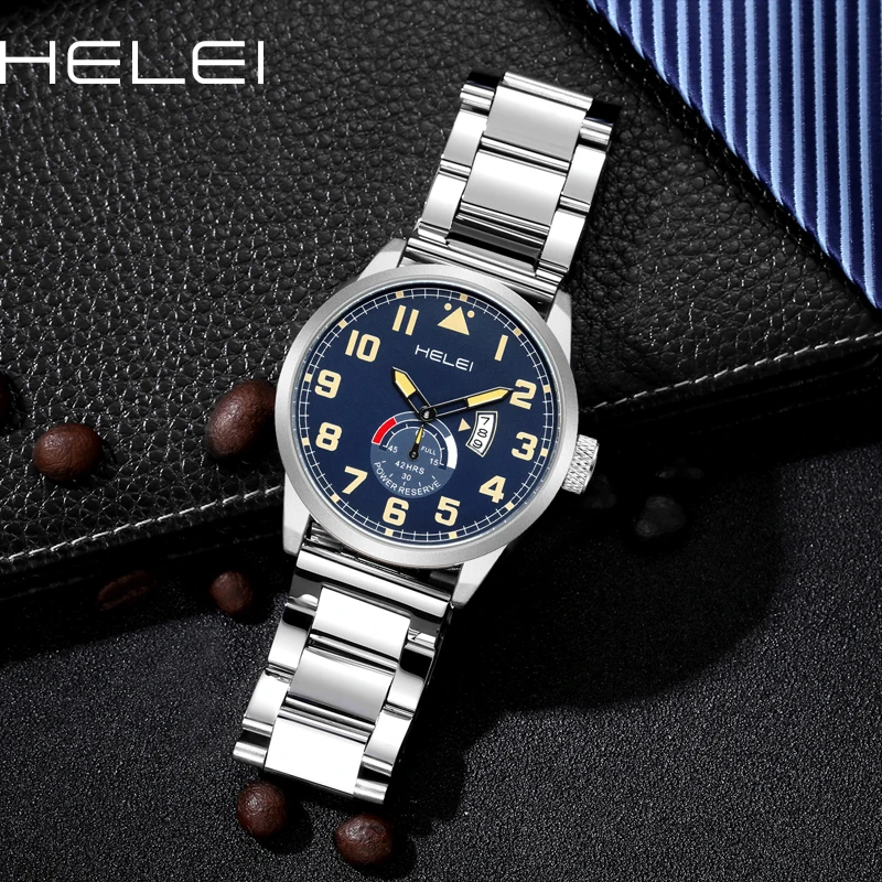 HELEI hot models 2024 light luxury popular KHAKI FIELD wild series multi-function quartz movement men's quartz watch men's watch hamilton khaki field белый циферблат автоматические мужские часы h69439511