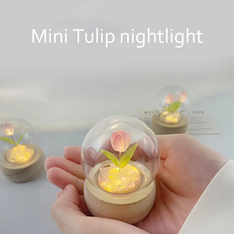 DIY Tulip Night Light Cute Bedroom Room Decor Floral Lamp Valentines Day  Gift Lampara Tulipanes Girlfriend DIY Material Handmade - AliExpress