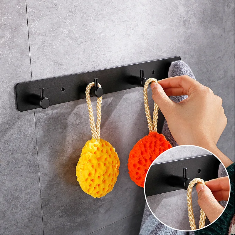 Aluminum alloy Multifunctional Self Adhesive Hooks Sticky Wall Door Hook Robe Tea Towel Rustproof Towel Rack,Clothes Coat Hanger 2