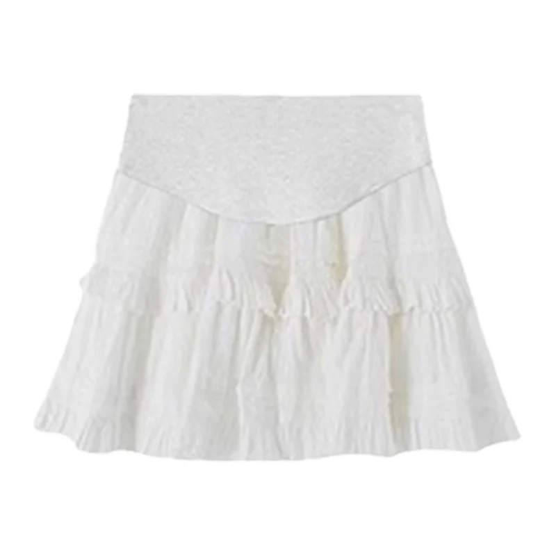 Maternity Skirt Summer High Waist Breathable Pleated Simple Mini Dress Versatile Pregnancy Clothes Solid Slimming A-line Skirts