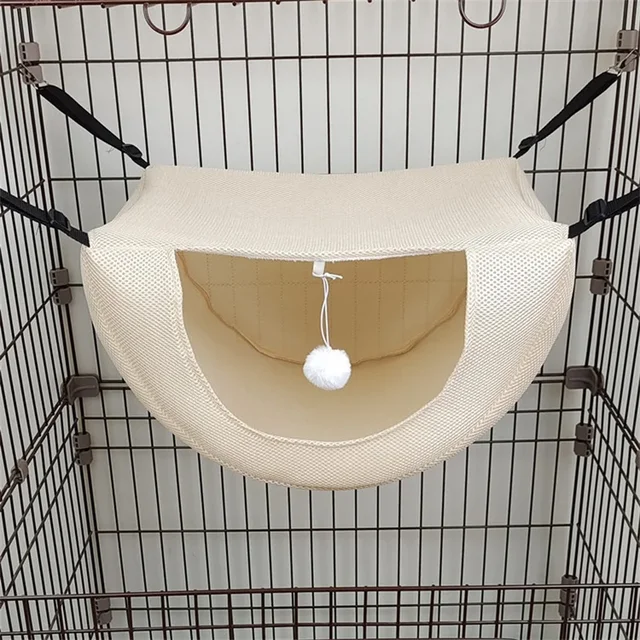 Cat Hammock Pet Cage Hanging Bed Breathable Mesh Cozy Kitten Hamster Sleeping House For Small Animal Guinea Pig Machine Washable 2