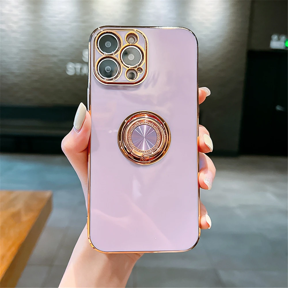 15 Pro Max Plating Frame Ring Stand Magnetyczny futerał na telefon do iPhone'a 14 13 Mini 12 11 X Xr 7 8 Plus_voghion.com