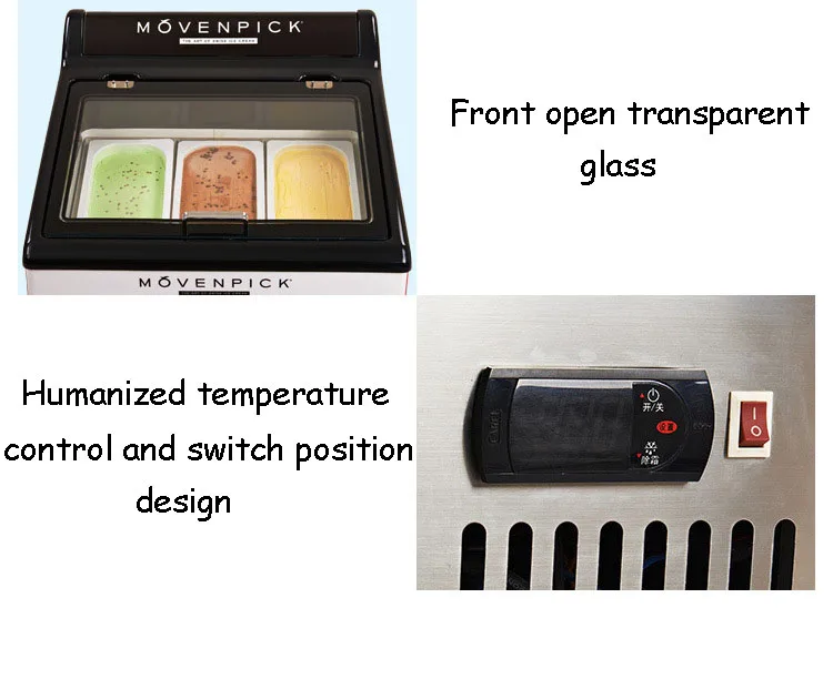 Version Ice Cream Freezer Desktop RefrigeratorFrozen Dessert Display Refrigerator Counter Cabinet