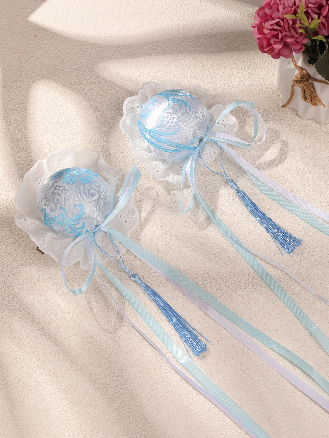 Neue rosa Kirschblüten-Haarnadel im chinesischen Stil für Frauen, Frühlingsdutt-Haarschmuck, das das Gesicht kleiner aussehen lässt, geeignet für Cheongsam, Cosplay, niedliche Quasten-Haarschmuck – Detail 8