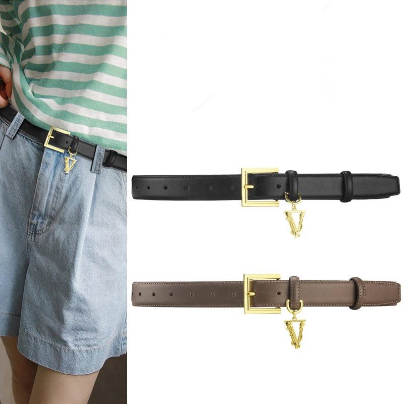 

Genuine LeatherBelt Ladies Premium Texture Decorative Pin Buckle Leather Belt Simple Versatile Design Trend Summer Ins Wind Belt