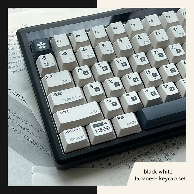 

146 Keys/set GMK Black And White Japanese Keycap PBT Dye Subbed Keycaps Cherry Profile Key Caps For 61 64 68 87 980 104 HHKB