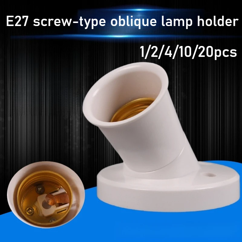 E27 Lamp Base Socket 45 Degree Angle Oblique Screw Plastic Light Bulb Base Wall Lamp Holders Adapter Converter